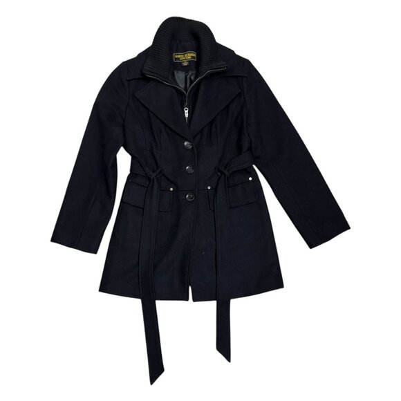 MARVIN RICHARDS Wool Blend Luxury vintage Business Winter Pea Coat Womens Medium - Picture 1 of 6